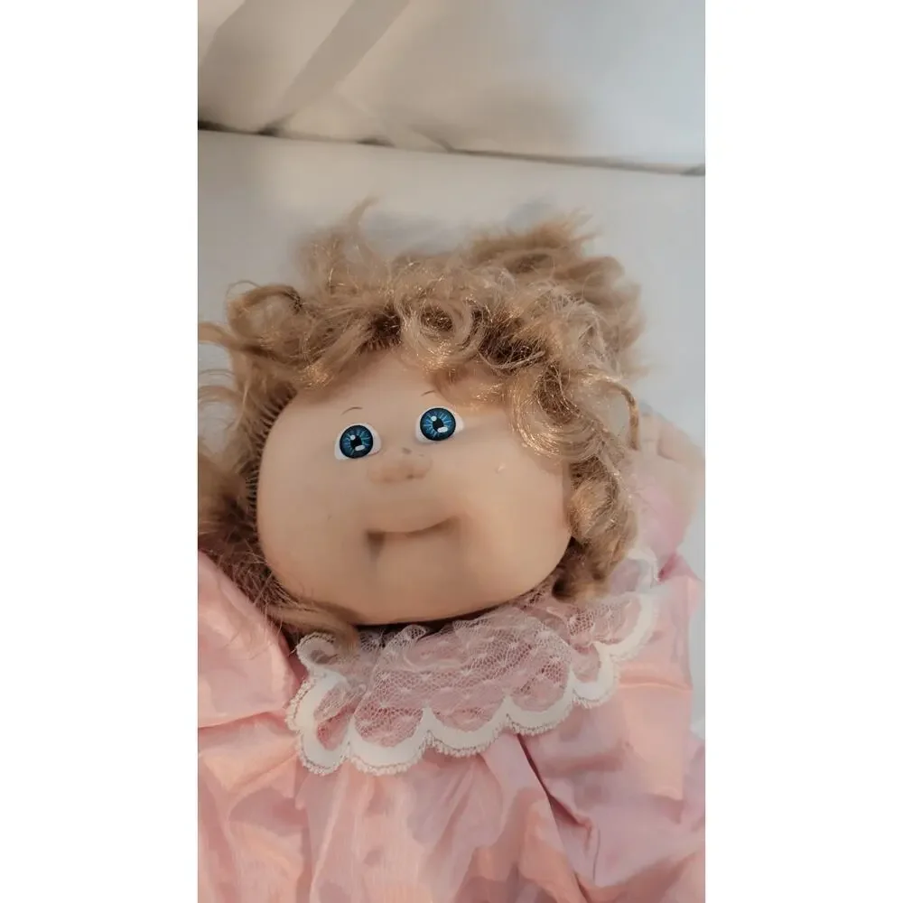 1985 Cabbage Patch Kids Doll Pink Outfit Blonde Hair Xavier Roberts Signed No...